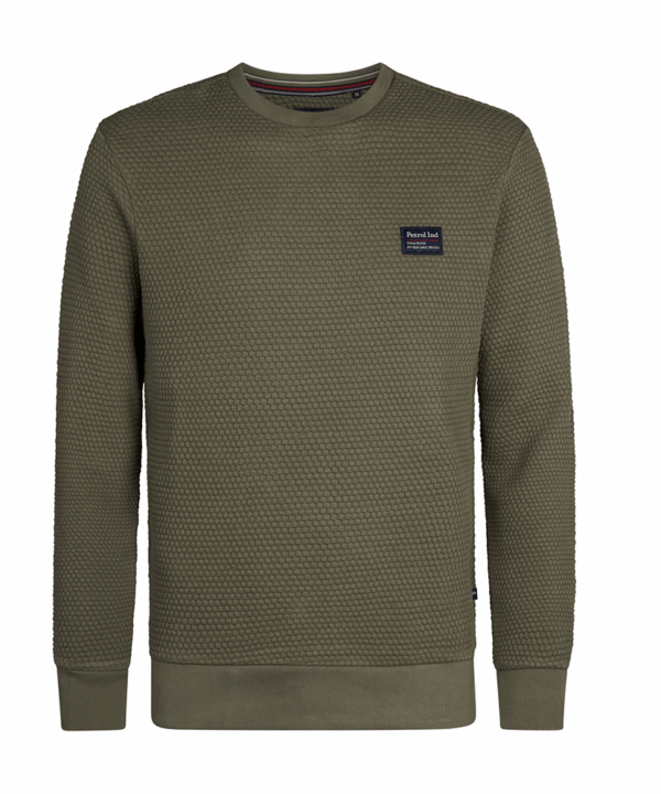 M-350-SWR300 6174 Voorkant Petrol Industries sweater geribd | Groen