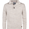 M-ROS-KWC206-0009 Voorkant Petrol Industries trui met opstaande kraag en knopen | Beige
