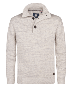 Petrol Industries trui met opstaande kraag en knopen | Beige
