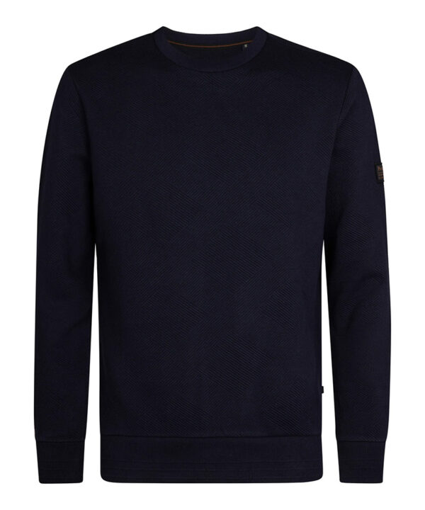 Petrol Industries sweater geribd | Donkerblauw