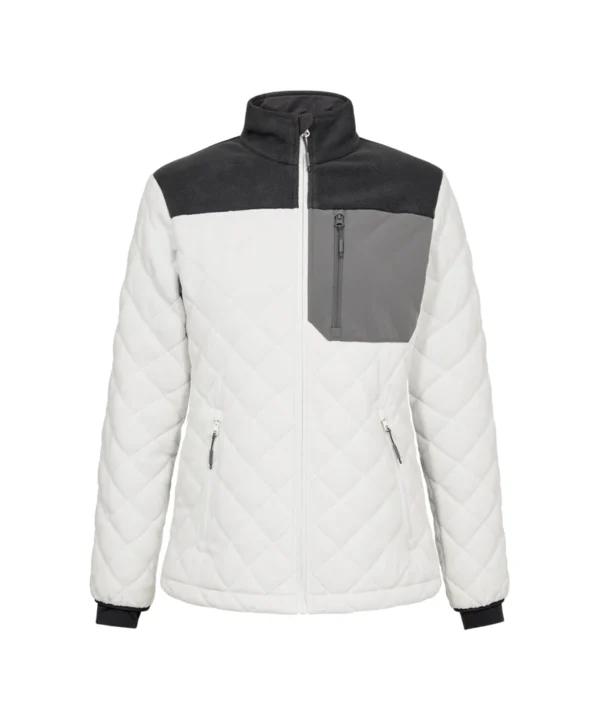 Engel Entire gewatteerd fleecejack dames | Off white/antraciet grijs
