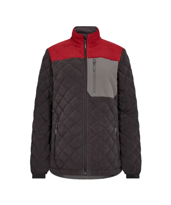 Engel Entire gewatteerd fleecejack dames | Antracietgrijs/rood