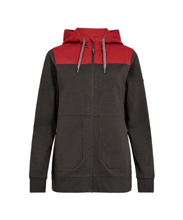 Engel Entire vest met capuchon dames | Antracietgrijs/rood