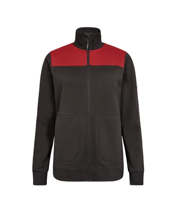 Engel Entire vest met kraag dames | Antracietgrijs/rood