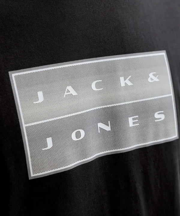 JCOFUSION BOX PRINT TEE SS CN SN Black Detail Jack & Jones T-shirt Fusion Print | Zwart