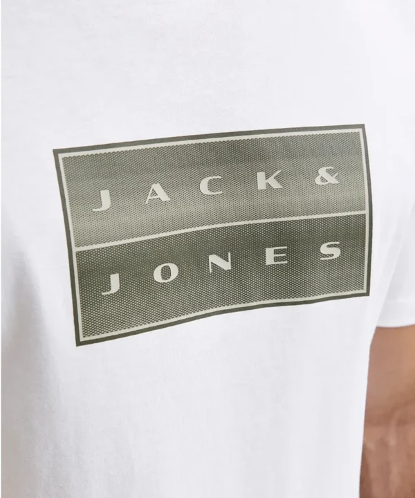 JCOFUSION BOX PRINT TEE SS CN SN Bright White Detail Jack & Jones T-shirt Fusion Print | Wit