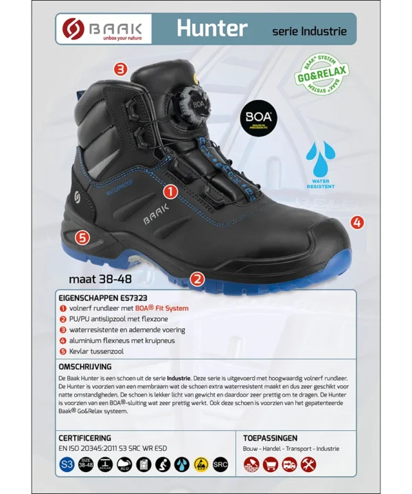 Baak Hunter Boa S3 werkschoenen *waterdicht*